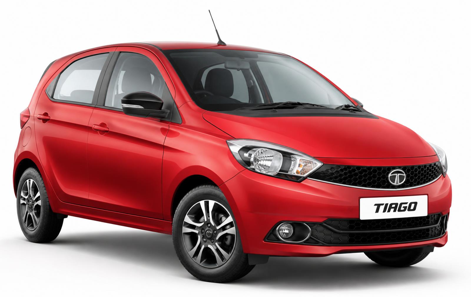 Tata Tiago — front three-quarter view